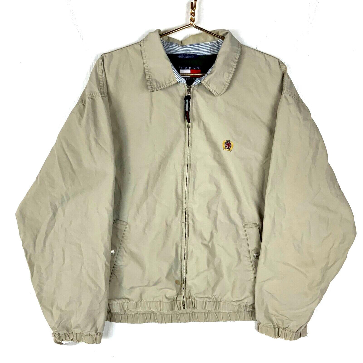 Vintage Tommy Hilfiger Harrington Jacket Large Beige Full Zip 90s Graphic Tee – Soft Feel · Must-Have Style