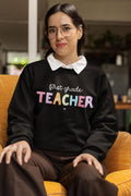 First Grade Teacher Sweatshirt First Grade Crewneck Cute First Day of School Colorful 90s Scrapbook Vibe New Teacher Congratulations Gift Sweatshirt – Bold Style · High-Quality Print