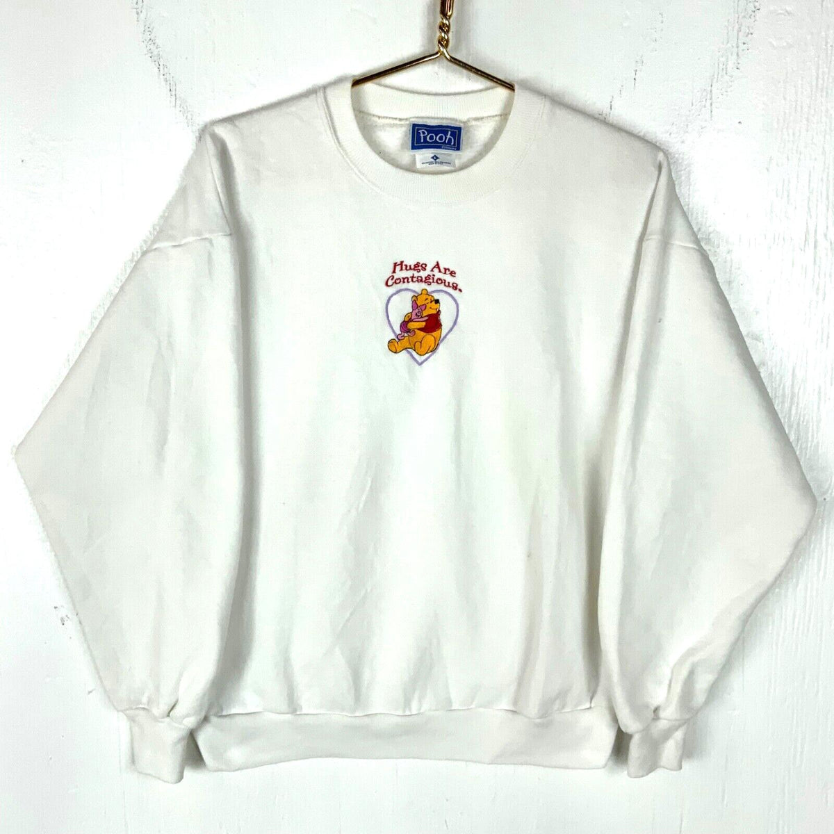 Vintage Pooh Piglet Disney Sweatshirt Crewneck Large Cartoon Hugs Are Contagious Sweatshirt – Cozy Vibes · Great Gift For Fans