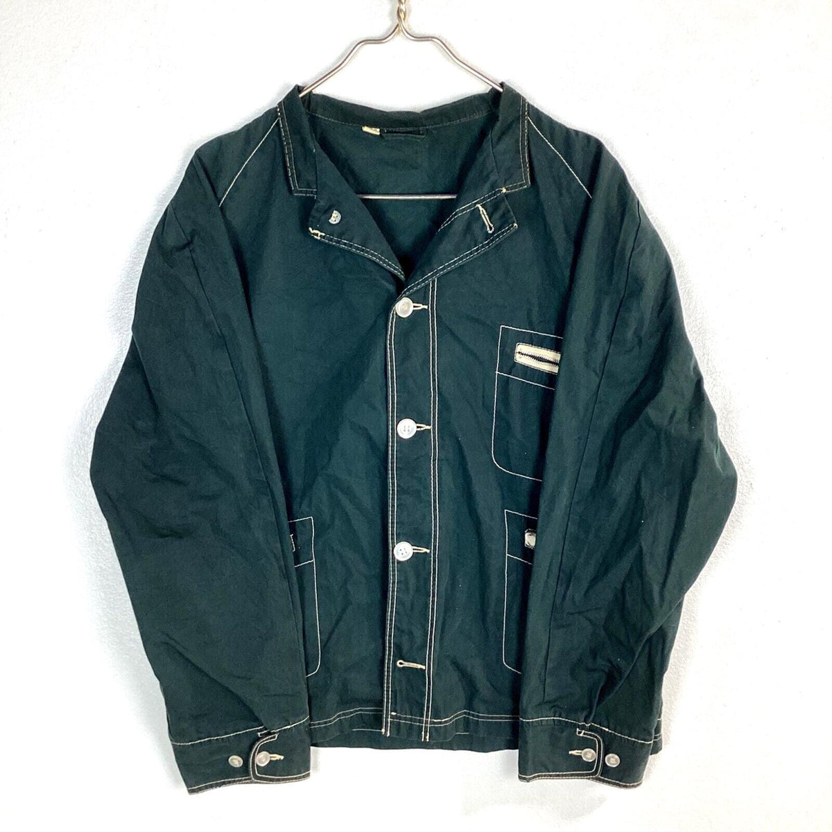 Vintage 1980s Windbreaker Jacket Size 42 Green Button Up Graphic Tee – Cozy Vibes · Must-Have Style