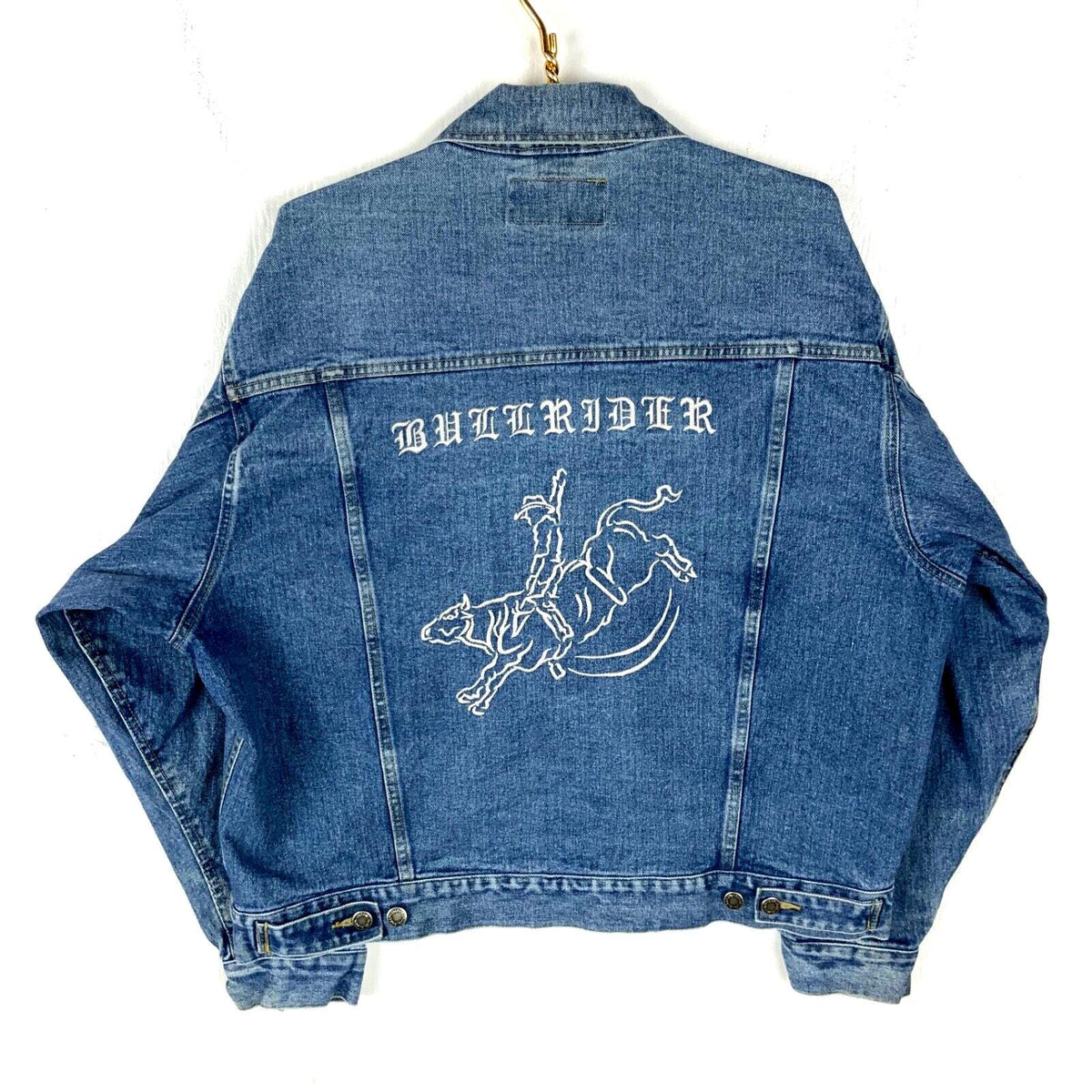 Vintage Wrangler Denim Jean Jacket XL Blue Medium Wash Bull Rider Rodeo Western Graphic Tee – Everyday Comfort · High-Quality Print