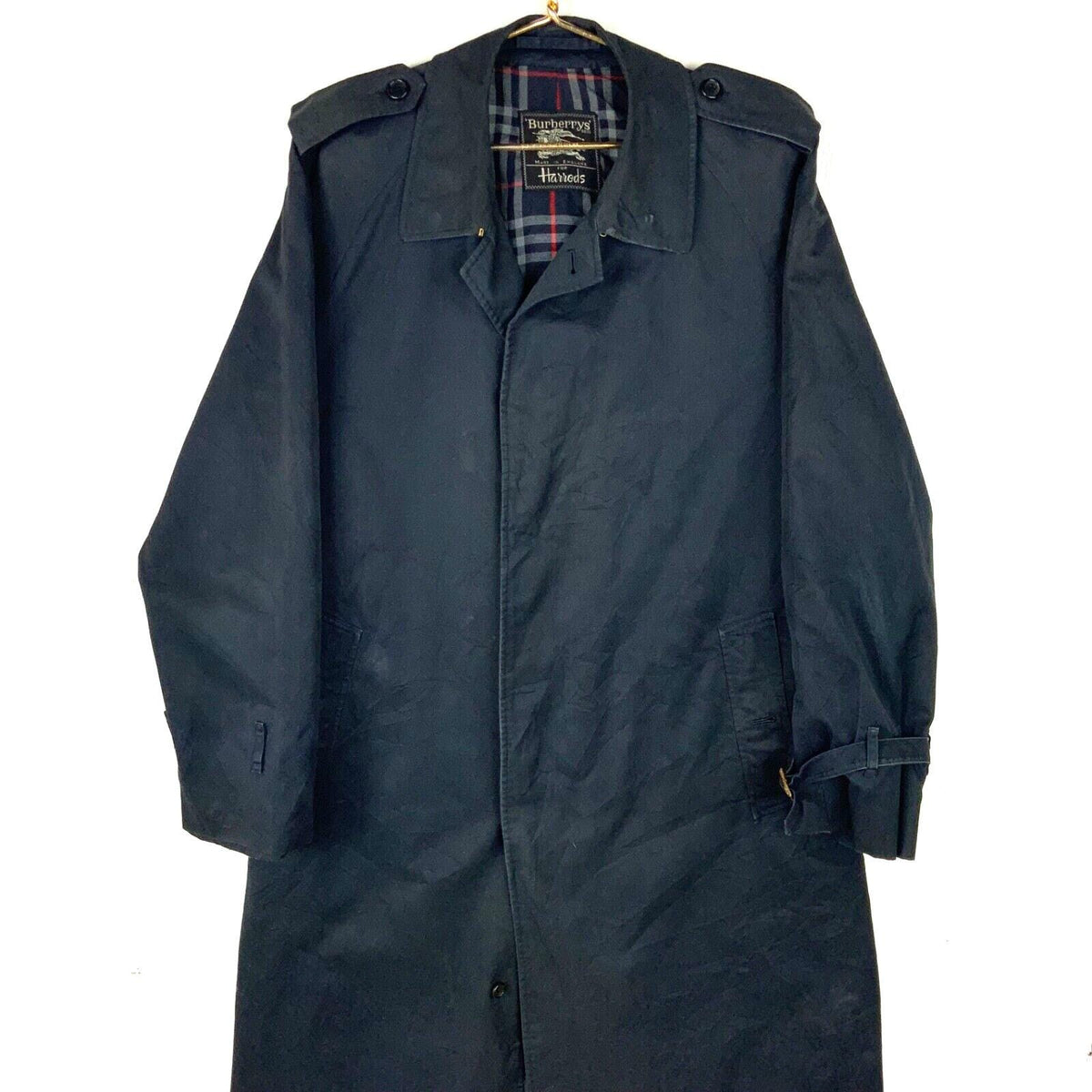 Vintage Burberry For Harrods Trench Coat XL Blue Button Up Belted Made England Graphic Tee – Cozy Vibes · Must-Have Style