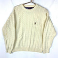 Vintage Tommy Hilfiger Cable Knit Sweater Size Large Beige Graphic Tee – Easygoing Wear · High-Quality Print