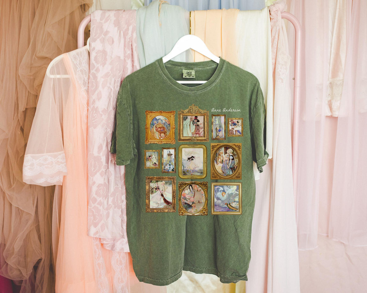 Anne Anderson Fairy Tale Art Nouveau Illustrations Tee Famous Paintings of European Folk Tales Hans Christian Andersen The Brothers Grimm Graphic Tee – Easygoing Wear · High-Quality Print