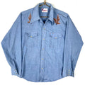 Vintage 1980s Chambray Shirt Medium Long Sleeve Snap Button Floral Birds Graphic Tee – Soft Feel · Perfect For Daily Wear
