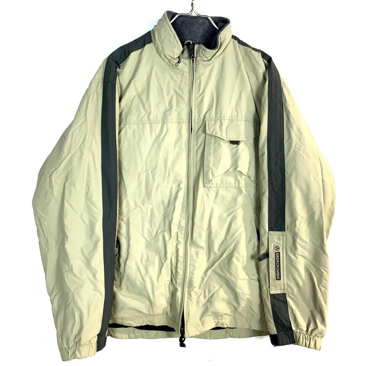 Vintage Abercrombie Fitch Windbreaker Jacket Medium Full Zip Fleece Lined Graphic Tee – Aesthetic Look · Great Gift For Fans