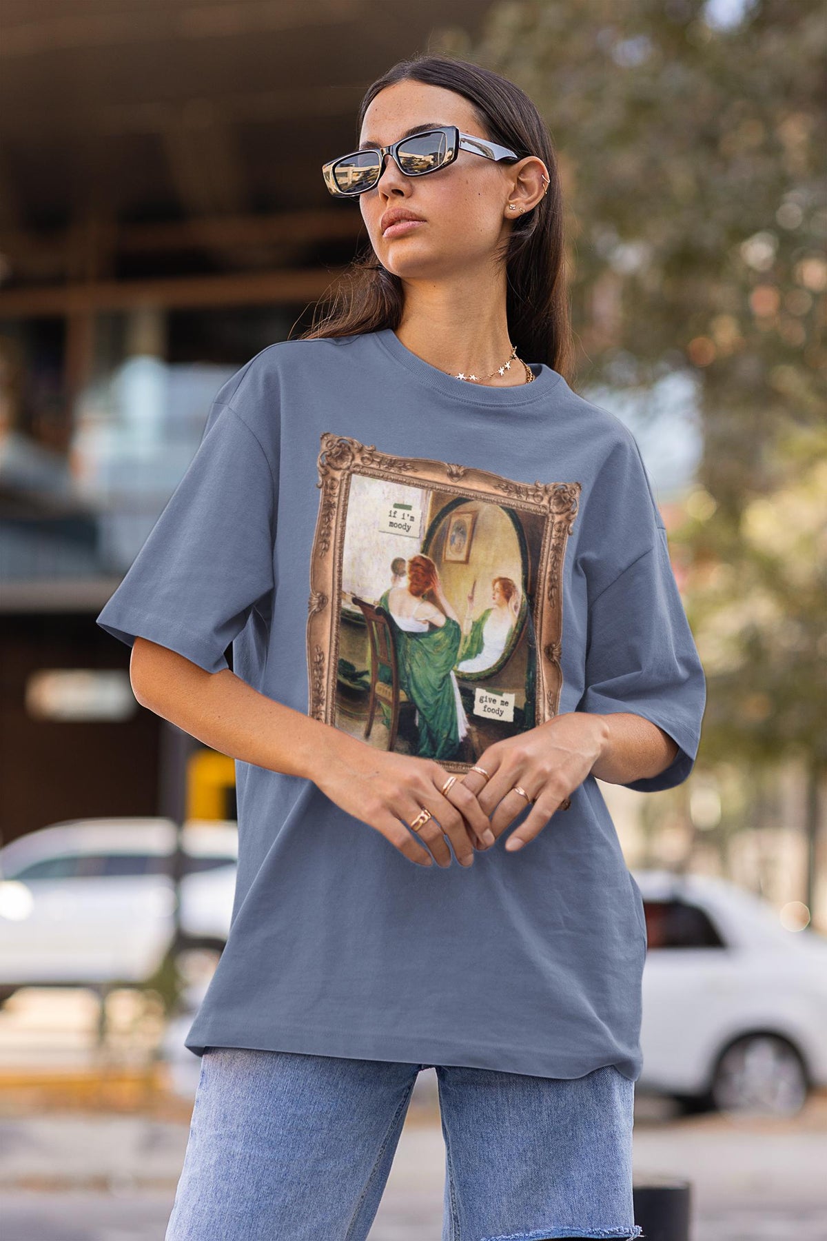 If I39m Moody Give Me Foody Funny Saying Art History TShirt for Friend Who Loves Art Sarcastic Humanites Major Green Mirror by Guy Rose Graphic Tee – Feel-Good Design · Trending Graphic Apparel