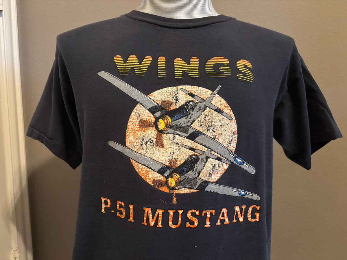 Vintage 90s Wings Airplane P5 Mustang Air Force Tshirt L Graphic Tee – Everyday Comfort · High-Quality Print