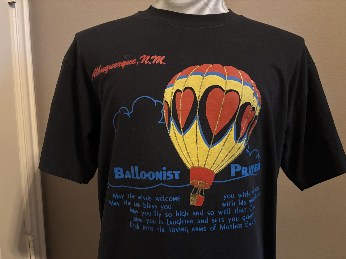 Vintage 90s Balloonist Prayer Albuquerque New Mexico Hot Air Balloon Tshirt L Graphic Tee – Bold Style · High-Quality Print