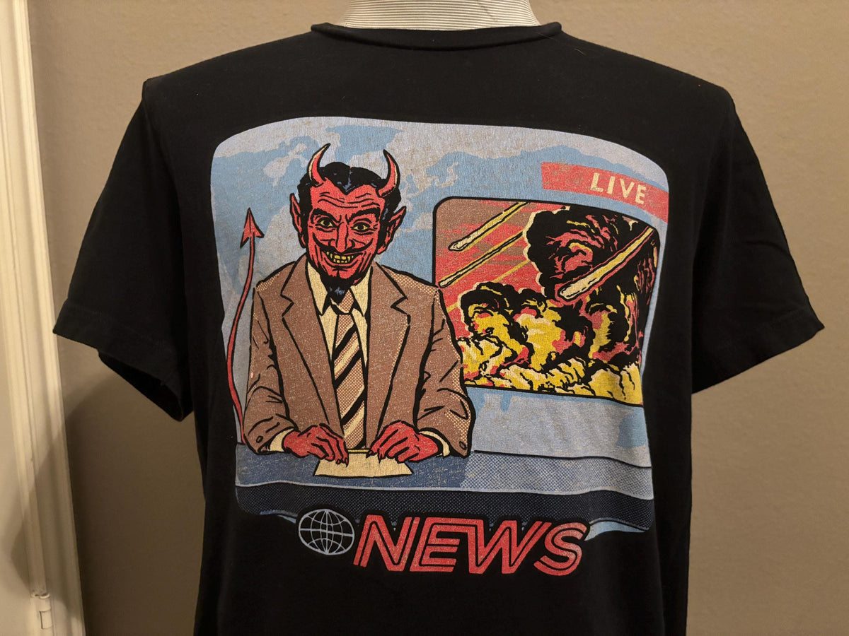 Vintage 2000s The Devils News Report Funny Tshirt XL Graphic Tee – Feel-Good Design · Top Pick For Any Outfit