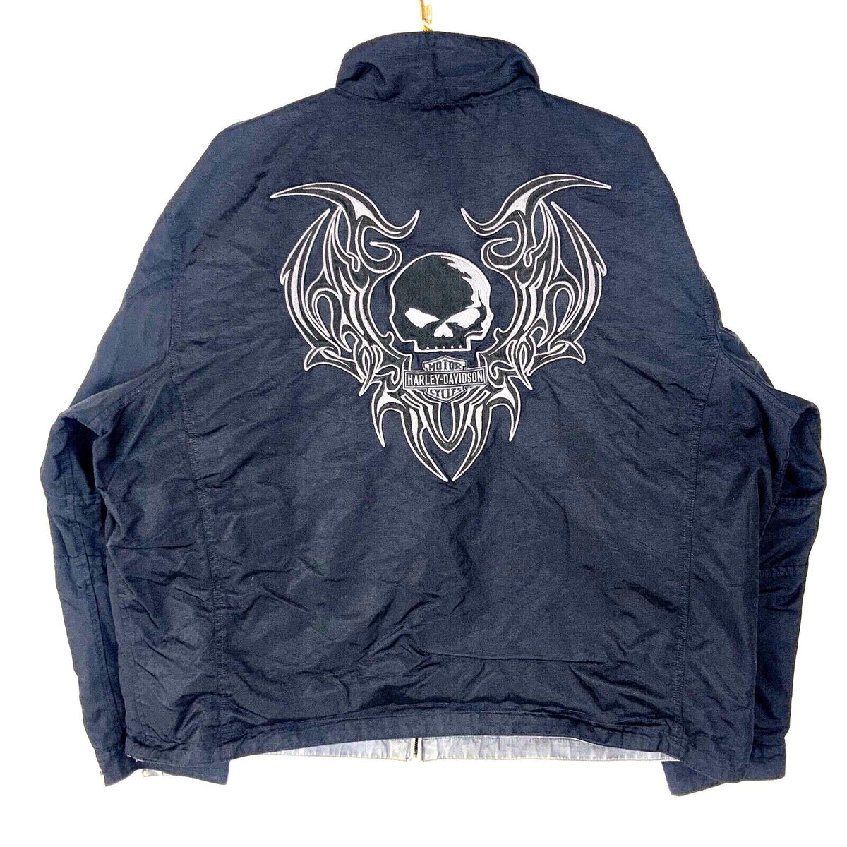 Vintage Harley Davidson Windbreaker Jacket 3XL Black Full Zip Reversible Graphic Tee – Warm & Stylish · High-Quality Print