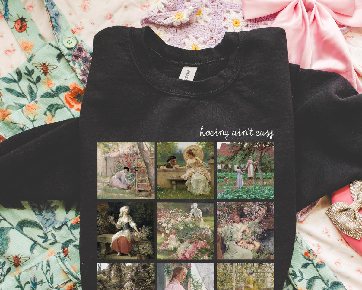 Hoeing Ain39t Easy Sweatshirt for Flower Farmer Mom Who Loves Gardening Cute Garden Lover Botanical Shirt Famous Paintings Art History Sweatshirt – Easygoing Wear · Perfect For Daily Wear