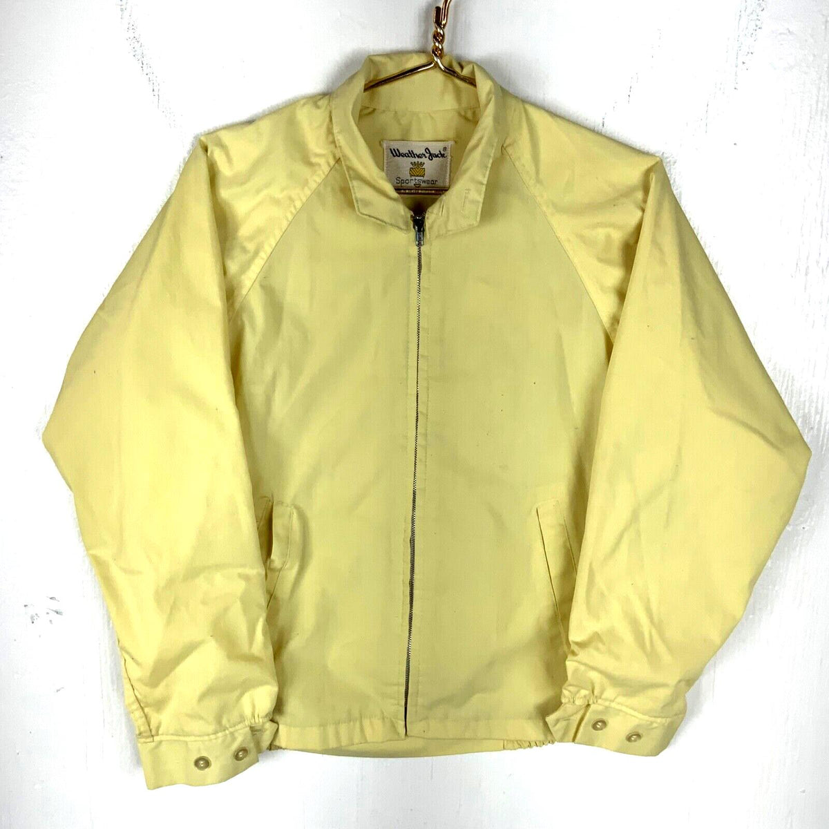 Vintage Weather Jack Windbreaker Harrington Jacket Small Yellow Full Zip 1980s Graphic Tee – Bold Style · Must-Have Style