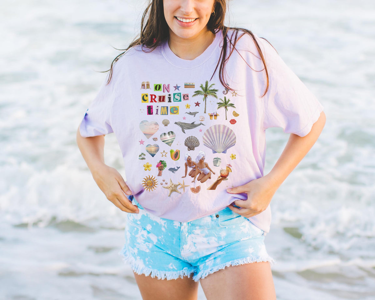 On Cruise Time TShirt Family Vacation Cruise Ship Tee Shirts with Dolphins Cute Bachelorette Matching Collage Tees for Bridal Party Graphic Tee – Cozy Vibes · Perfect For Daily Wear