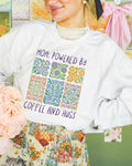 Mother39s Day Coffee Lover Sweatshirt for New Mama Who Loves Coffee and Flowers Powered by Coffee and Hugs Cute Present for Pregnant Sister Sweatshirt – Aesthetic Look · Perfect For Daily Wear