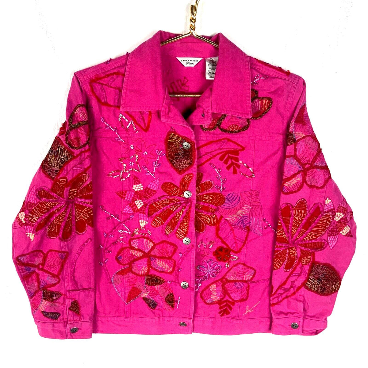 Vintage Laura Ashley Women39s Light Jacket PL Pink Embroidered Floral Graphic Tee – Cozy Vibes · Must-Have Style