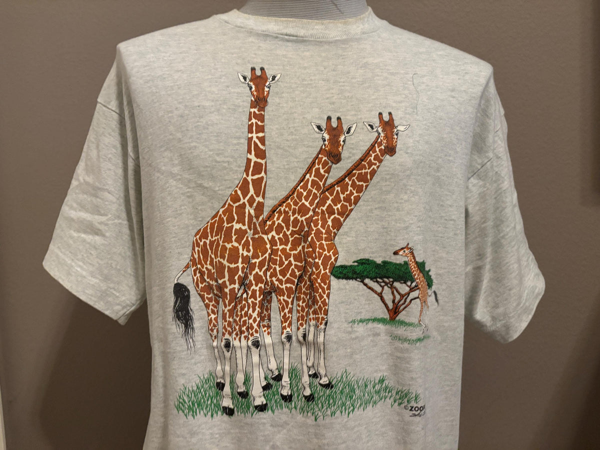 Vintage 90s Giraffe Family African Annies Safari Tshirt XL Graphic Tee – Cozy Vibes · Perfect For Daily Wear