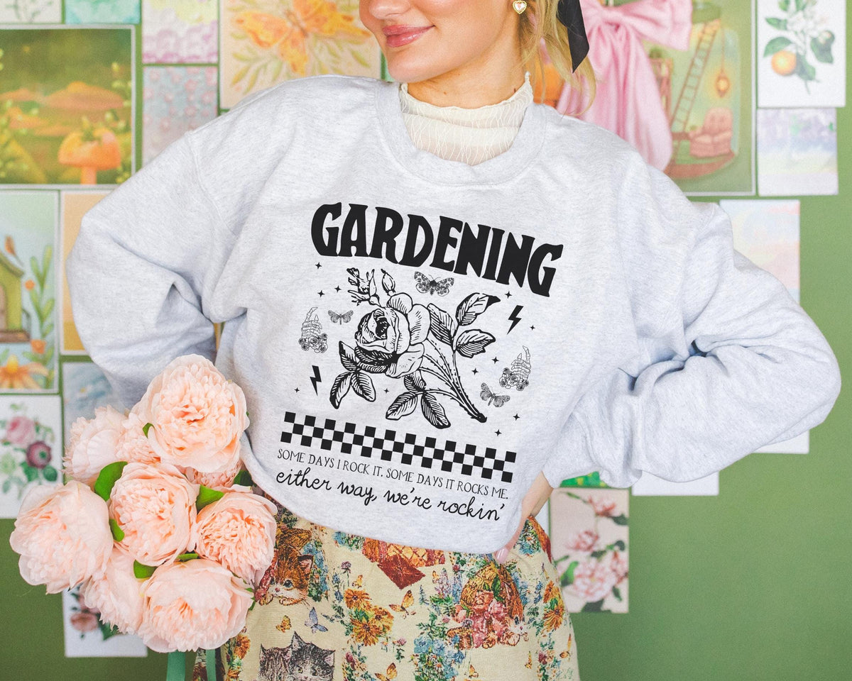 Funny Gardening Sweatshirt for Mom Who Loves Gardening Cute Rocker Grunge Aesthetic Shirt with Skeleton Funny Saying Flower Farmer Gift Sweatshirt – Bold Style · High-Quality Print