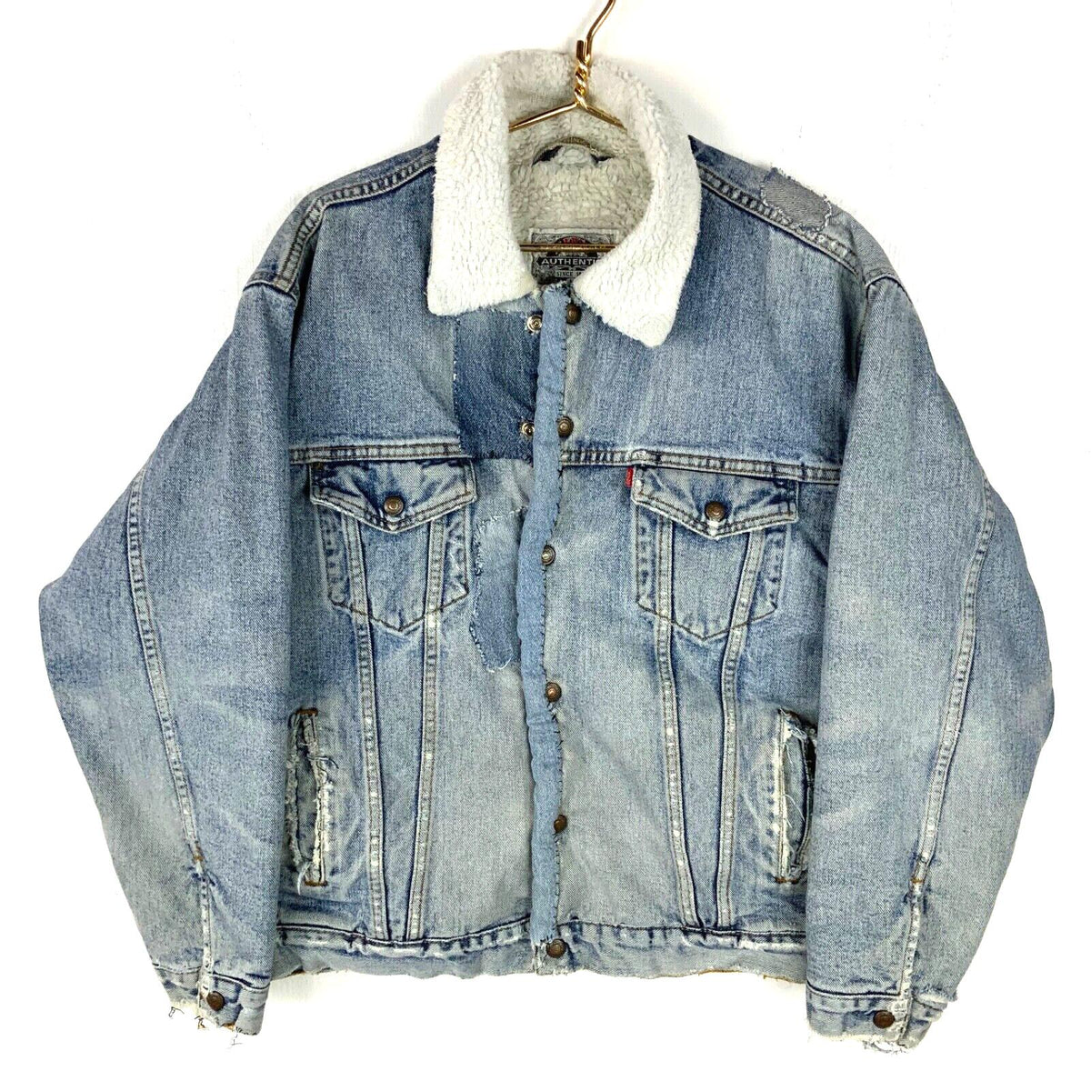 Vintage Levis Denim Jean Jacket Large Blue Snap Button Sherpa Lined Distressed Graphic Tee – Feel-Good Design · Great Gift For Fans