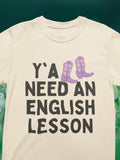 English Teacher TShirt with Groovy Western Vibe Y39all Need an English Lesson Cute ELA Teacher Funny Literature Major Grad Student Gift Graphic Tee – Soft Feel · Great Gift For Fans