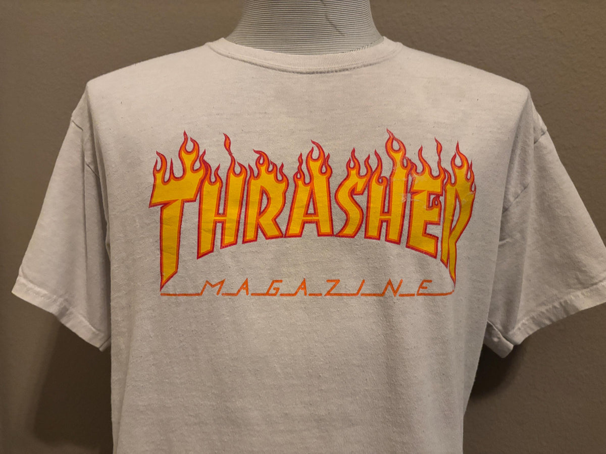 Vintage 90s ThrasherSkateboard Magazine Fire Logo Skate Tshirt L Graphic Tee – Fan Favorite · Trending Graphic Apparel