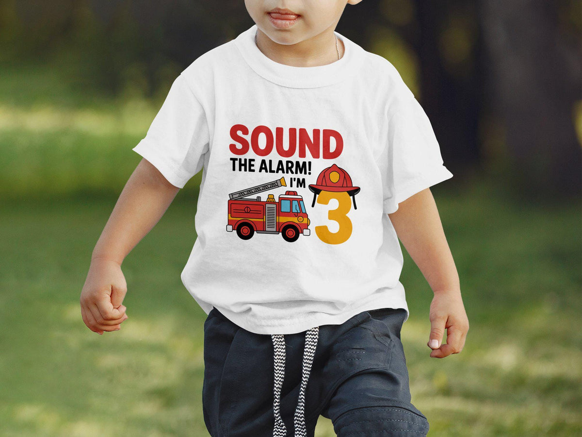 Sound the Alarm Birthday T Shirt for Boys Firetruck 3rd Birthday Shirt Boys 3 Years Old Birthday Shirt Kids Fireman T Shirt Graphic Tee – Easygoing Wear · Trending Graphic Apparel