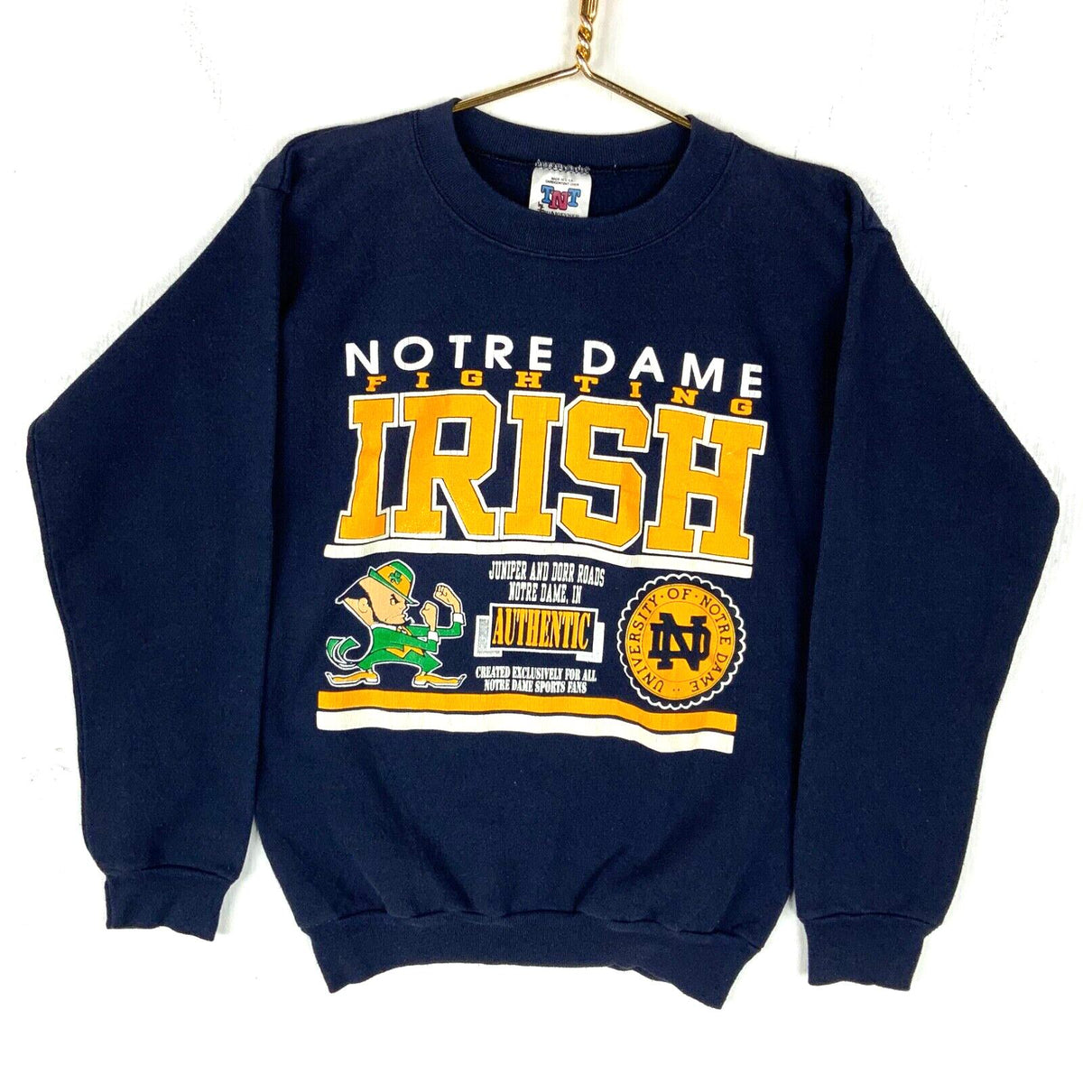 Vintage Notre Dame Fighting Irish Sweatshirt Medium Blue Made In Usa Ncaa 90s Sweatshirt – Fan Favorite · Great Gift For Fans
