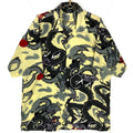 Vintage Dragon Shirt Large Beige Button Up Short Sleeve All Over Print Y2K Graphic Tee – Premium Graphic · Great Gift For Fans