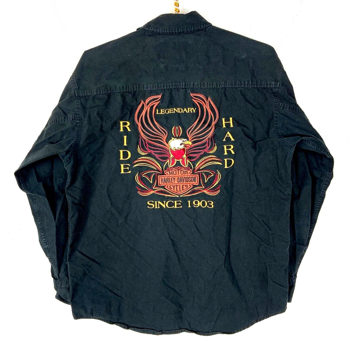 Harley Davidson Shirt Medium Black Long Sleeve Button Up Motorcycles Eagle Y2K Graphic Tee – Feel-Good Design · Top Pick For Any Outfit