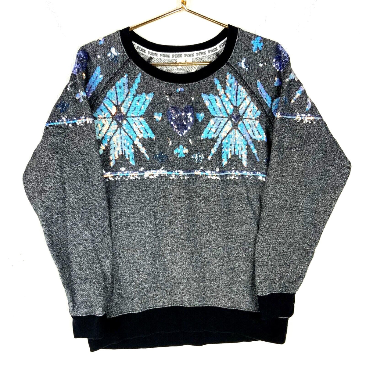 Victoria39s Secret Pink Snowflake Women39s Sweatshirt Crewneck Small Gray Sequin Sweatshirt – Cozy Vibes · Top Pick For Any Outfit