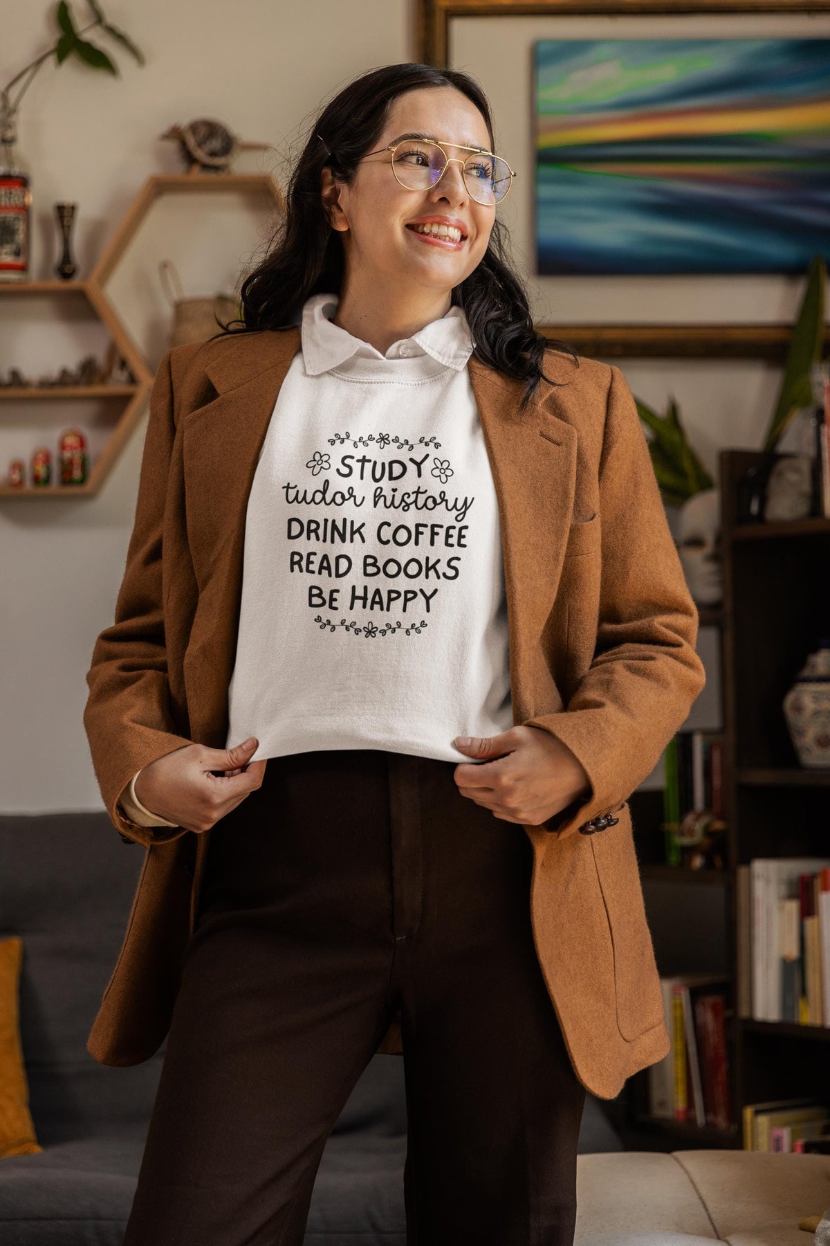 Cute Tudor History Sweatshirt for Historian Who Loves Royal History English History Coffee Lover Bookish Shirt Historical Fiction Reader Sweatshirt – Warm & Stylish · Perfect For Daily Wear