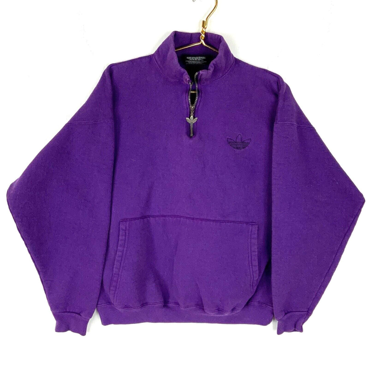Vintage Adidas Trefoil Sweatshirt High Neck Medium Purple Made Usa 14 Zip 90s Sweatshirt – Warm & Stylish · High-Quality Print
