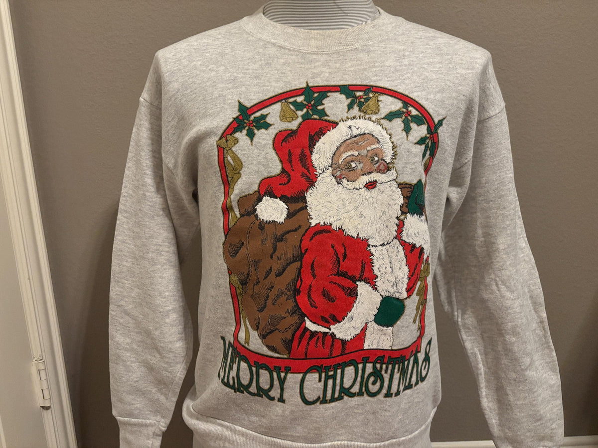 Vintage 80s Merry Christmas Santa Claus Cute Festive Crewneck Sweatshirt M Sweatshirt – Everyday Comfort · Great Gift For Fans