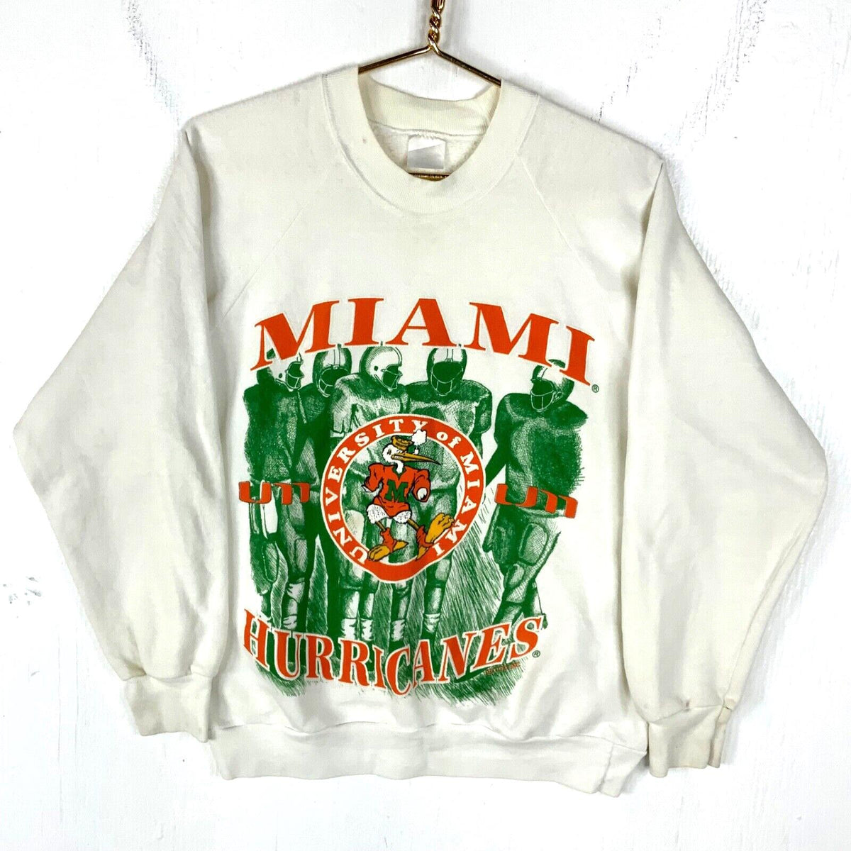 Vintage Miami Hurricanes Sweatshirt Small White Ncaa Football 80s Sweatshirt – Bold Style · Trending Graphic Apparel