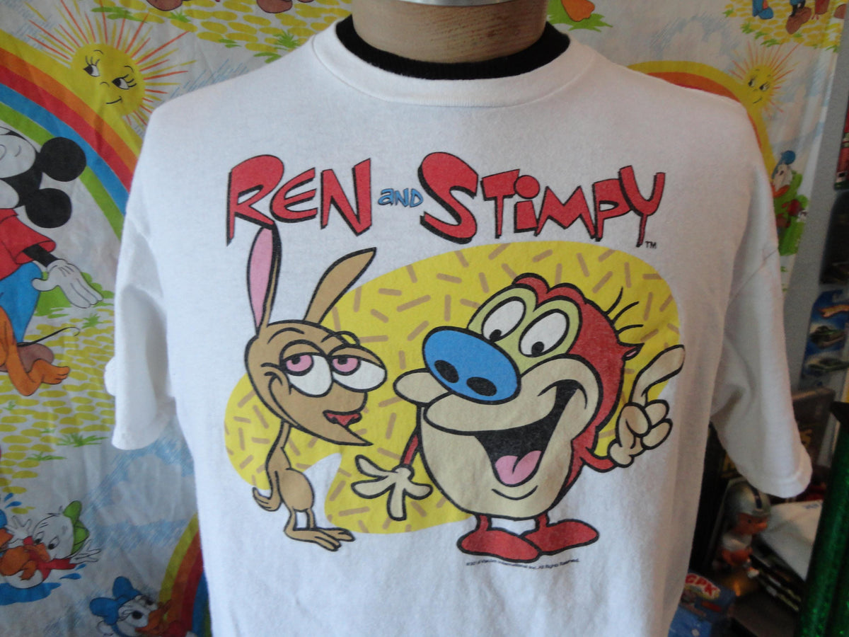 The Ren and Stimpy Show Cartoon Tee White TShirt XL Graphic Tee – Cozy Vibes · Perfect For Daily Wear