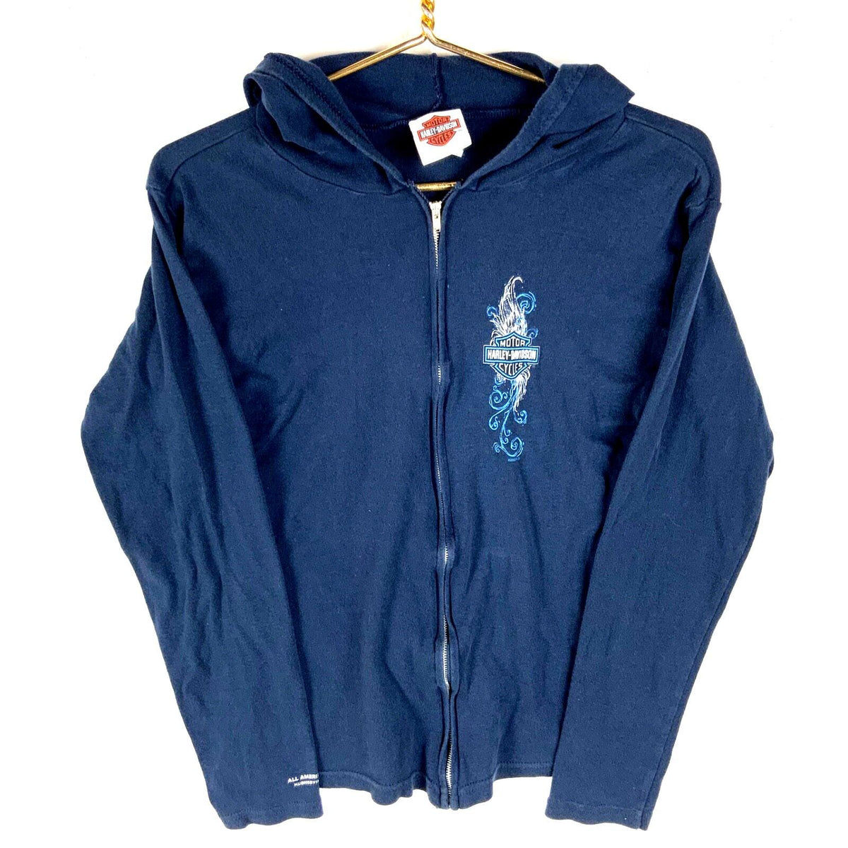 Y2K Harley Davidson Women39s Sweatshirt Hoodie Medium Blue Full Zip Hoodie – Premium Graphic · Trending Graphic Apparel