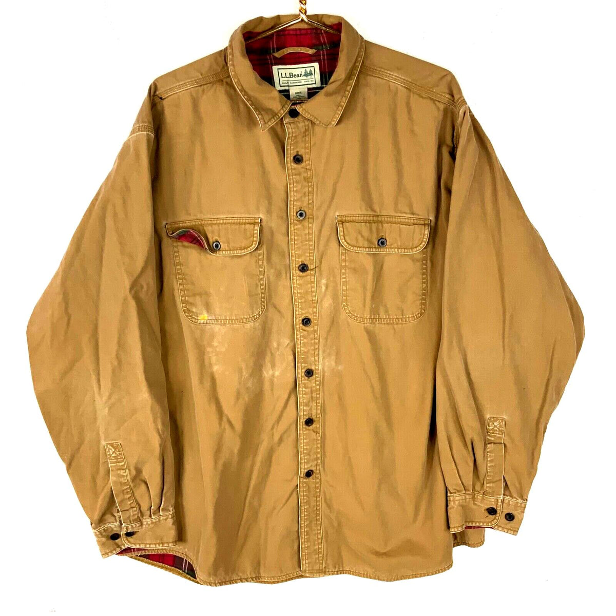 Vintage LL Bean Shirt 2XL Brown Long Sleeve Button Up Plaid Lined Graphic Tee – Aesthetic Look · Top Pick For Any Outfit