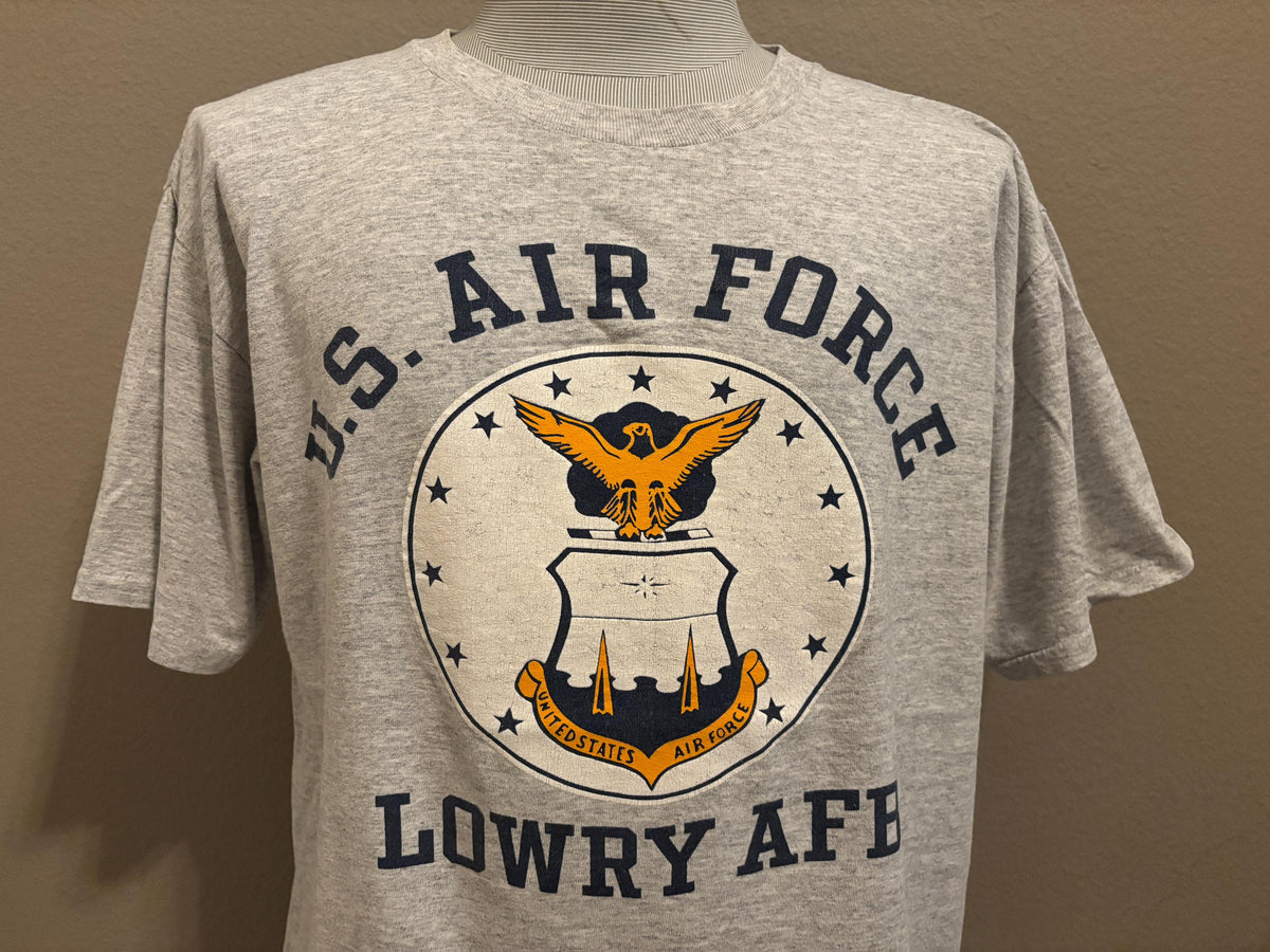 Vintage 90s US Air Force Lowry AFB Sigil Tshirt XL Graphic Tee – Soft Feel · High-Quality Print