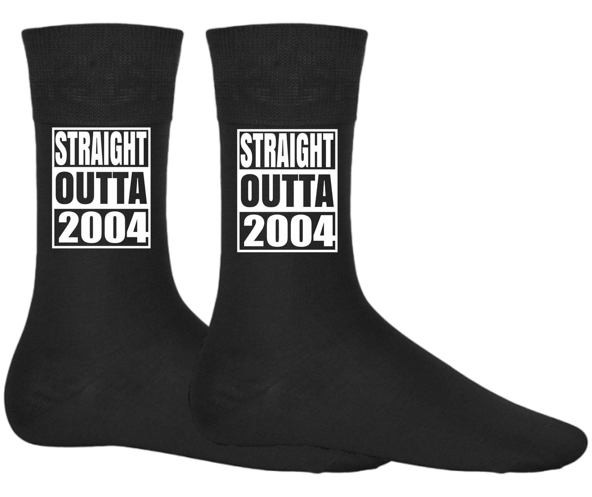 Straight Outta 2004 Socks 21st Birthday Gift Born in 2004 Twenty One Birthday 21 Years Old Socks Socks for Birthday Gifts Graphic Tee – Aesthetic Look · Trending Graphic Apparel