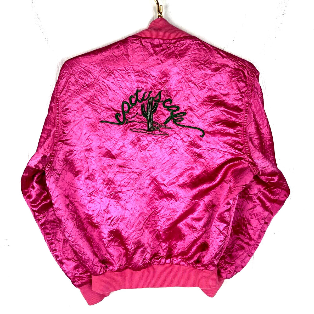 Vintage 1980s Women39s Satin Bomber Jacket Medium Pink Snap Button Lined Usa Graphic Tee – Bold Style · Must-Have Style