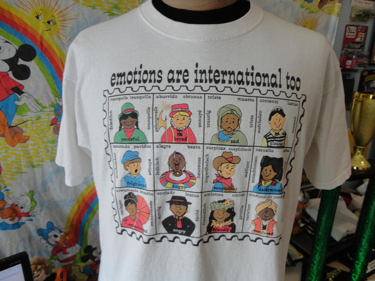 Vintage 9039s Emotions Are International cartoon tshirt XL Graphic Tee – Everyday Comfort · Perfect For Daily Wear