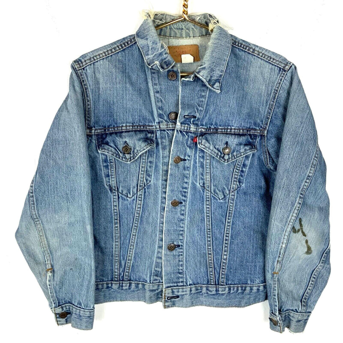 Vintage Levis 1970s Denim Jean Jacket XS Blue Button Up Made Usa Distressed Graphic Tee – Soft Feel · Trending Graphic Apparel