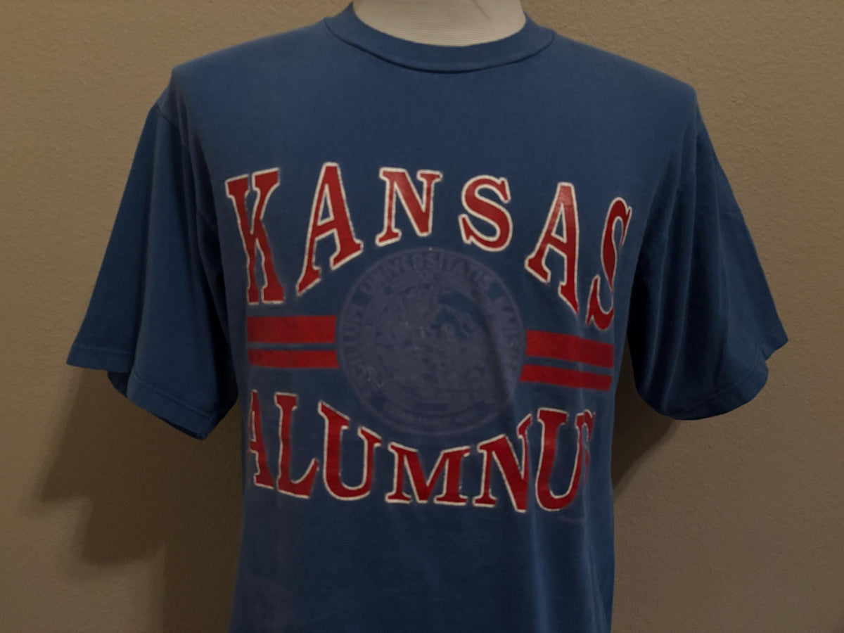 Vintage 90s Kansas University Alumnus College Jayhawks KU Tshirt L Graphic Tee – Easygoing Wear · Top Pick For Any Outfit