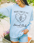 Cute Pottery Sweatshirt for Ceramic Artist Seize the Clay Social Club Shirt for Potter Art History Teacher Present Pottery Major Crewneck Sweatshirt – Easygoing Wear · High-Quality Print