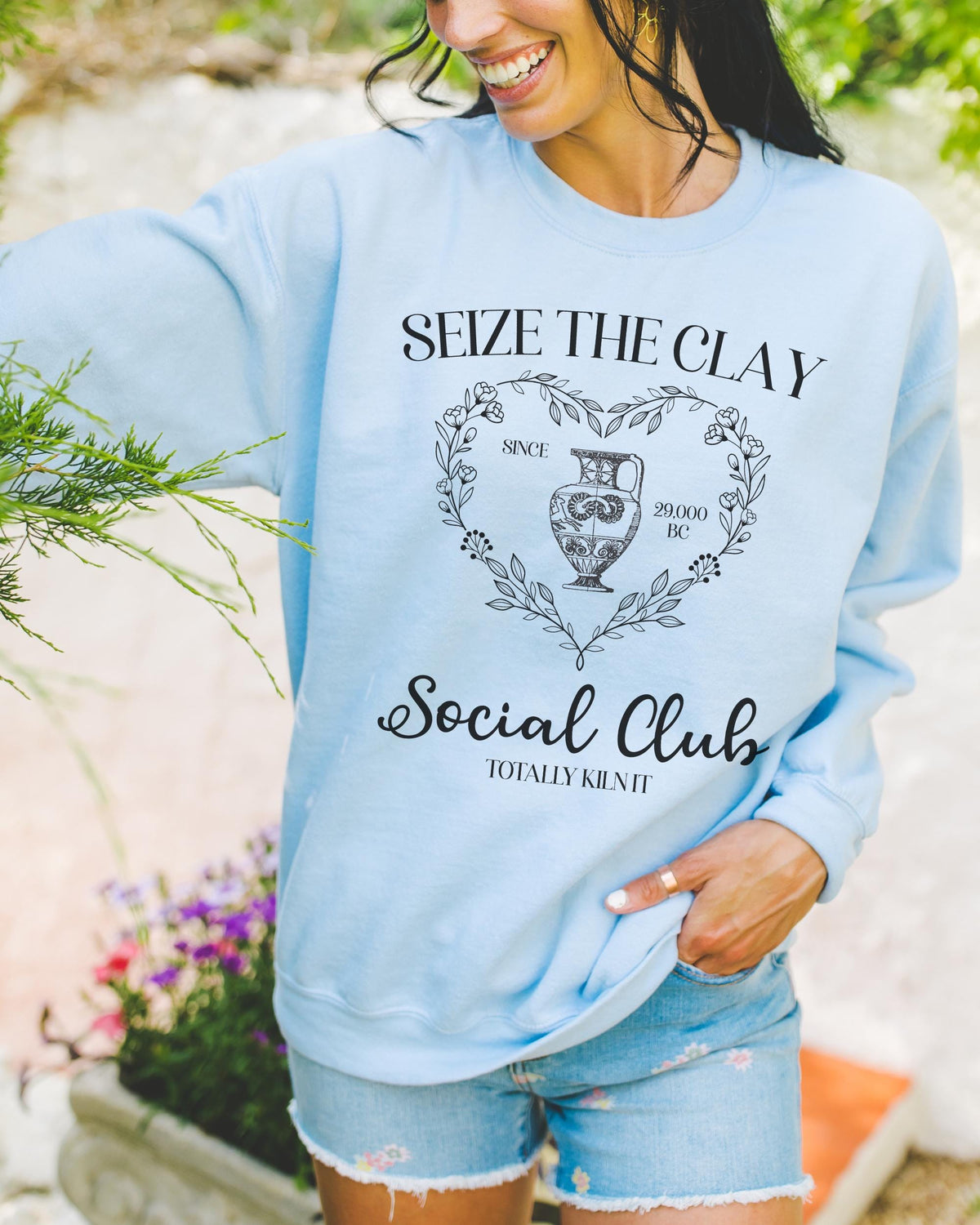Cute Pottery Sweatshirt for Ceramic Artist Seize the Clay Social Club Shirt for Potter Art History Teacher Present Pottery Major Crewneck Sweatshirt – Easygoing Wear · High-Quality Print