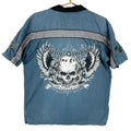 Harley Davidson Shirt Medium Blue Button Up Short Sleeve Striped Skull And Wings Graphic Tee – Feel-Good Design · Perfect For Daily Wear