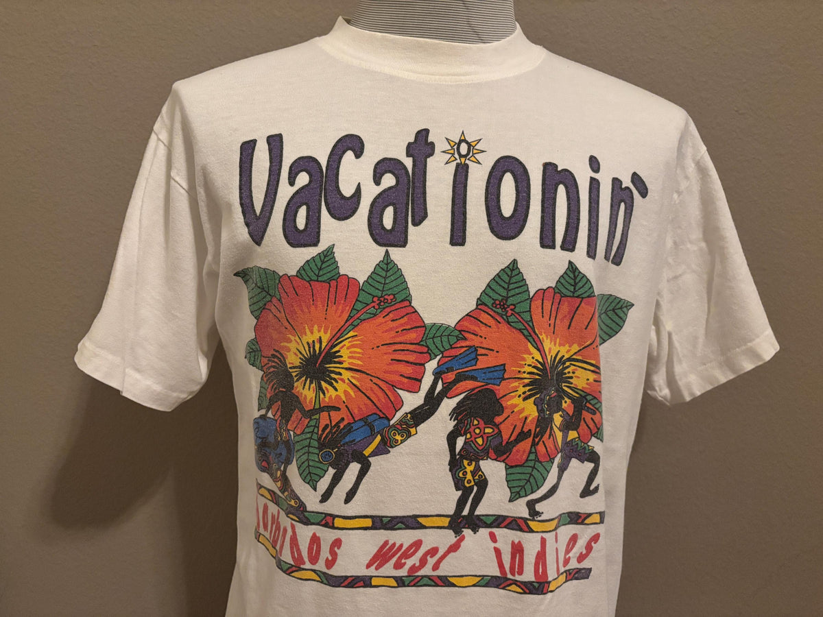 Vintage 90s Vacation Barbados West Indies Tribal Beach Tshirt L Graphic Tee – Aesthetic Look · High-Quality Print