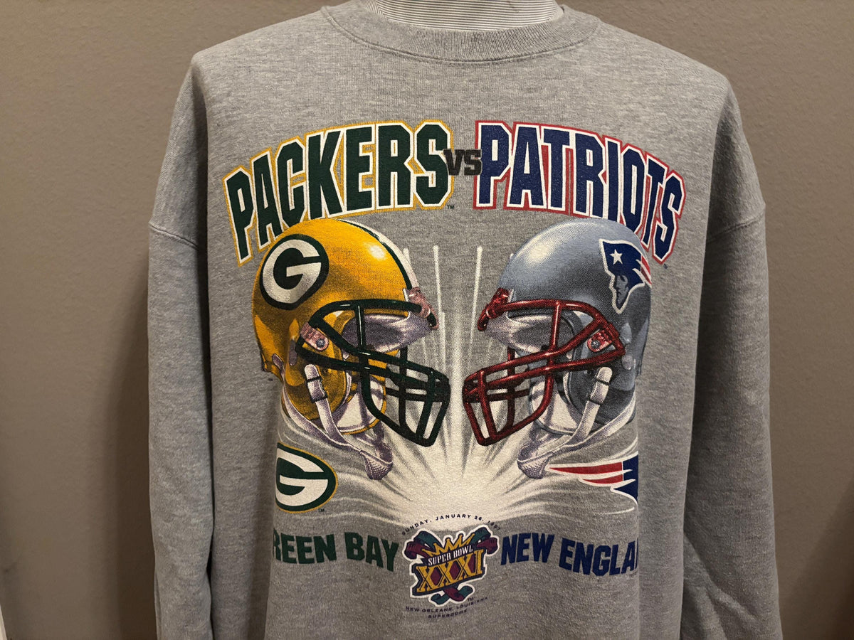 Vintage 90s Green Bay Packers VS New England Patriots NFL Football Super Bowl 31 1997 Crewneck Sweatshirt XL Sweatshirt – Fan Favorite · Great Gift For Fans