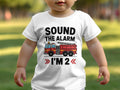 Boys 2nd Birthday T Shirt Sound The Alarm Firetruck Shirt White Tee for Second Birthday Toddler Birthday Outfit Party Outfit Graphic Tee – Easygoing Wear · Perfect For Daily Wear