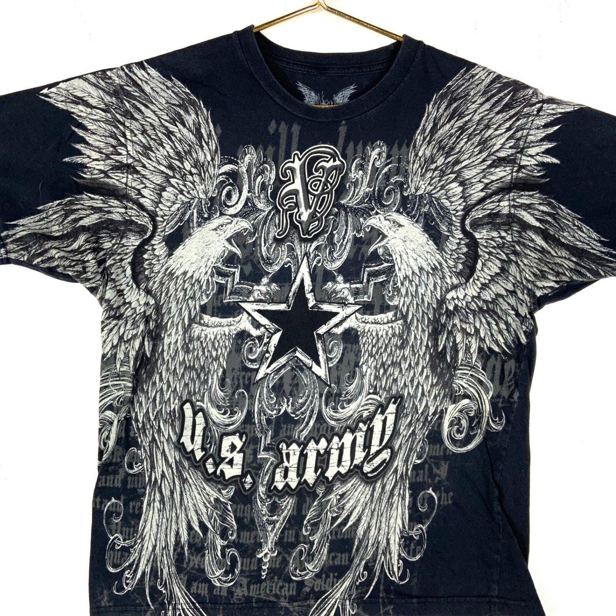 Y2K Us Army TShirt Size Large Black All Over Print Grunge Eagle Wings Graphic Tee – Easygoing Wear · Top Pick For Any Outfit